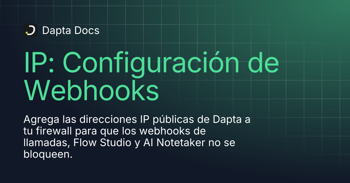 IP: Configuración de Webhooks | Dapta Docs