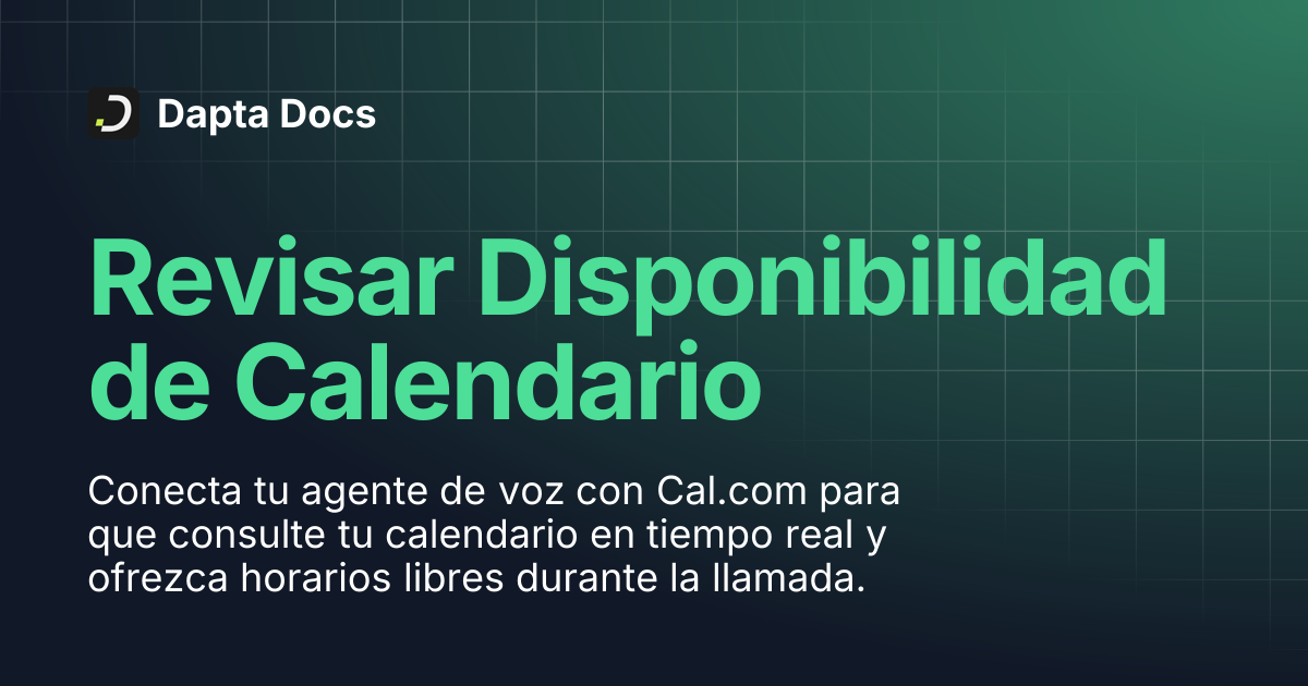 Revisar Disponibilidad de Calendario | Dapta Docs