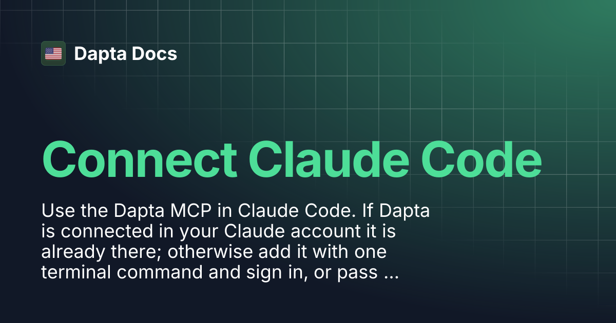 Connect Claude Code | Dapta Docs
