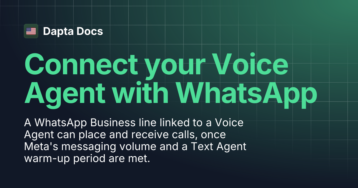 Connect your Voice Agent with WhatsApp | Dapta Docs