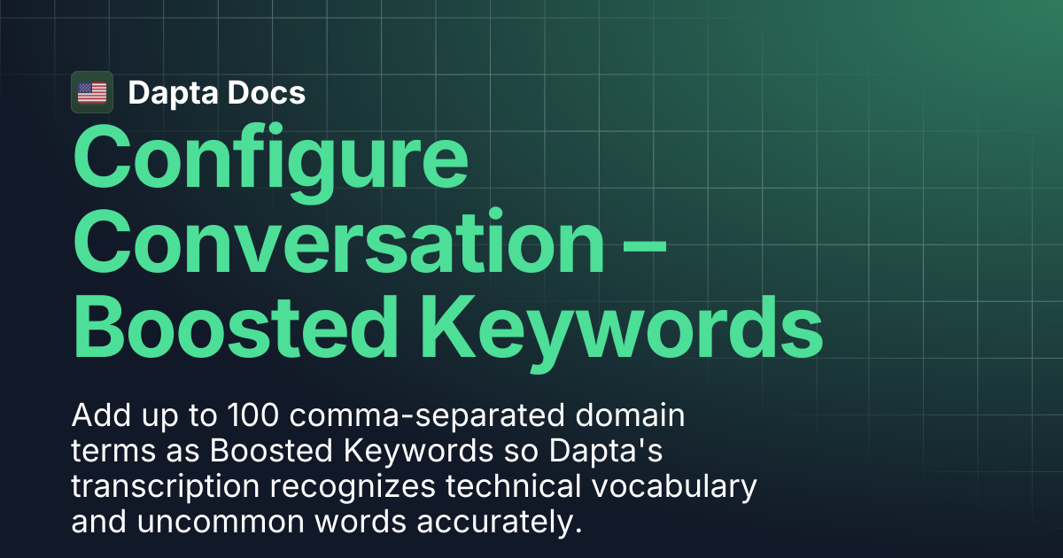 Configure Conversation – Boosted Keywords 🔡 | Dapta Docs