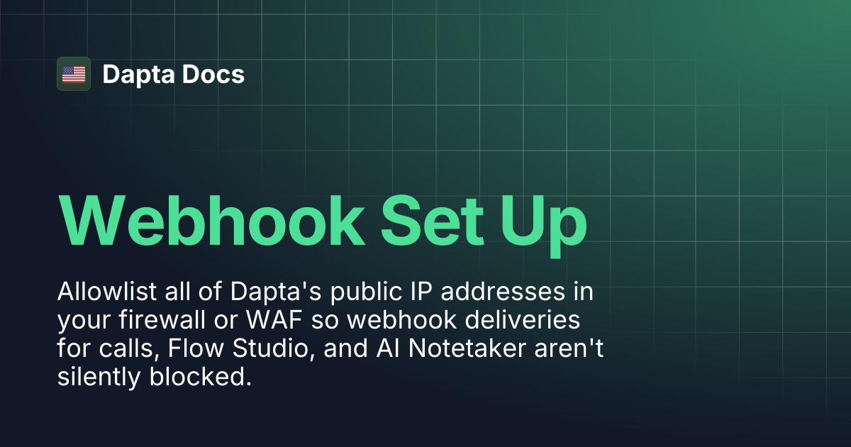 Webhook Set Up | Dapta Docs