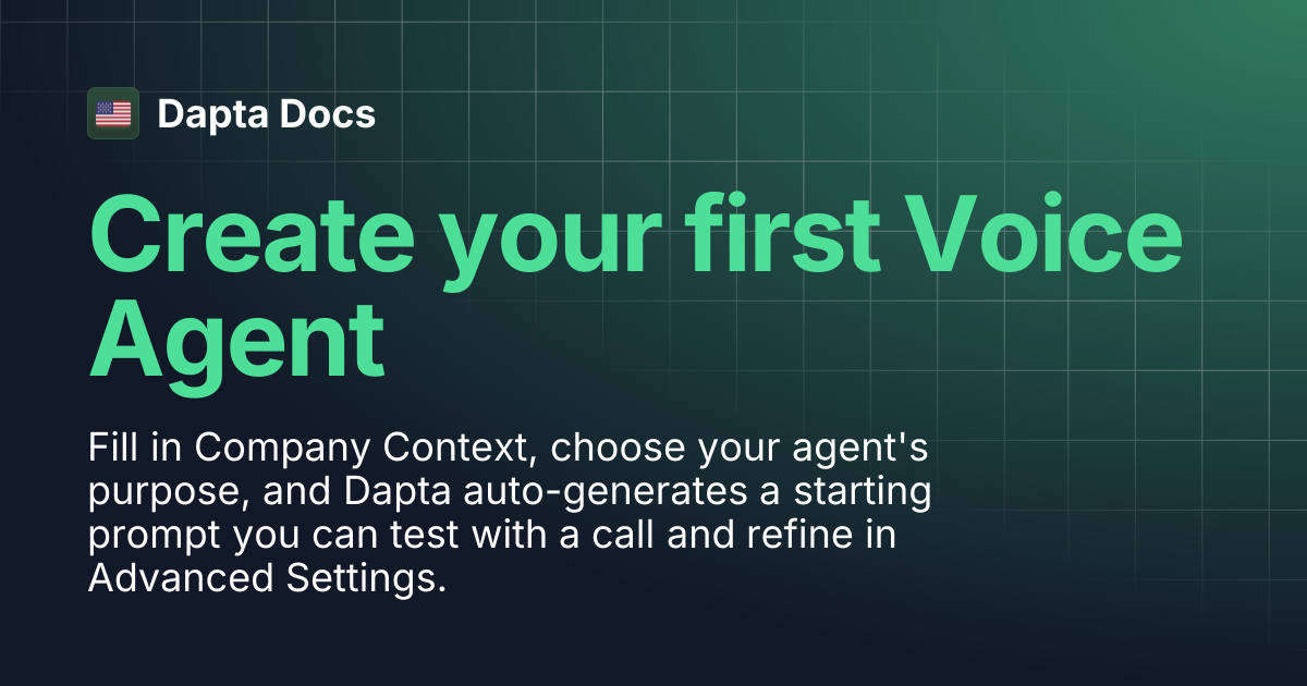 Creating a Voice Agent | Dapta Docs