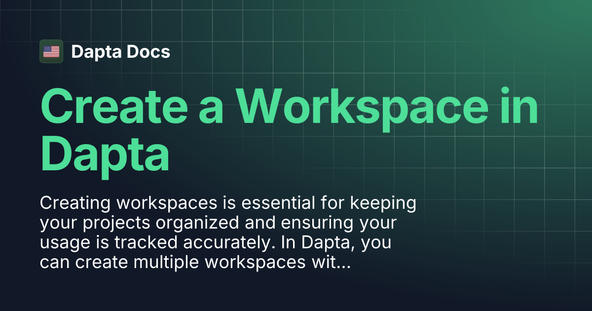 Create a Workspace in Dapta | Dapta Docs