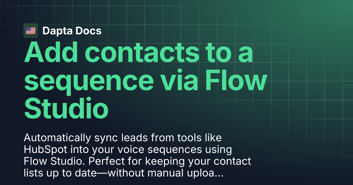 Add contacts to a campaign via Flow Studio | Dapta Docs
