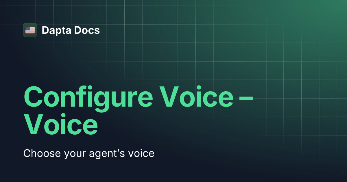 Configure Voice – Voice 🗣️ | Dapta Docs
