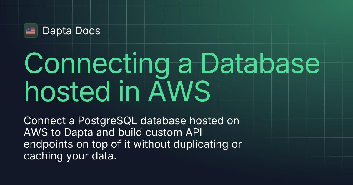 Connecting a Database hosted in AWS | Dapta Docs